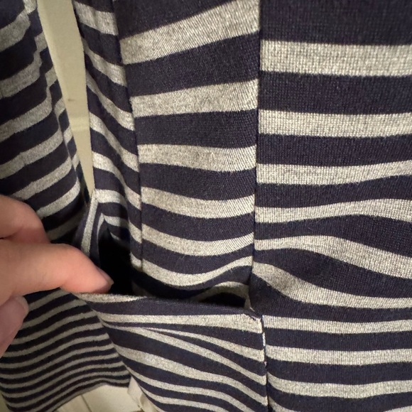 Striped Dark Navy and Gray Women's Blazer - Picture 3 of 12